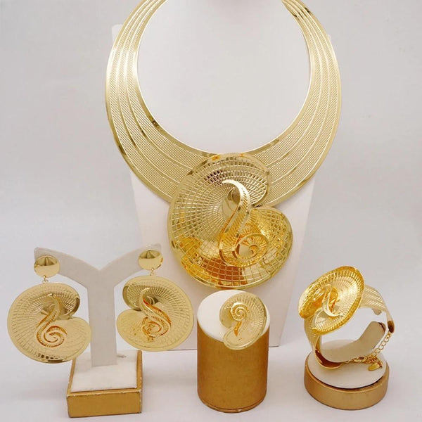 Fashion Dubai African Women Gold Color Jewelry Sets