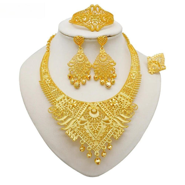 African Party Gift Choker Necklace Bracelet Earring Nigerian Bridal Set