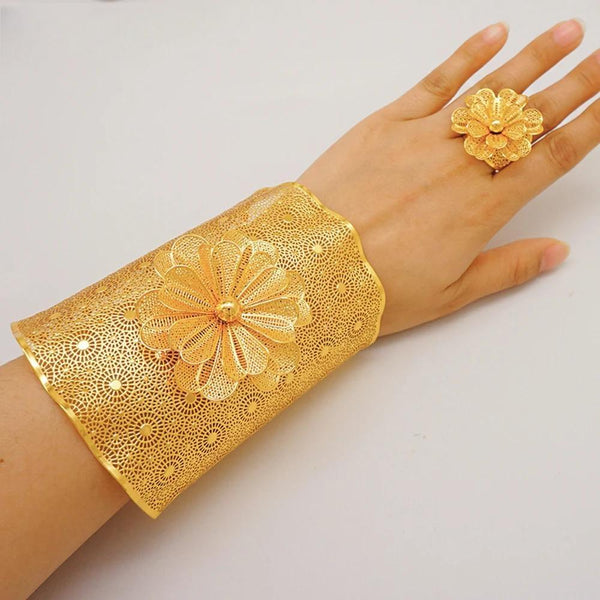 Luxury Indian Flower Bangle & Ring For Women