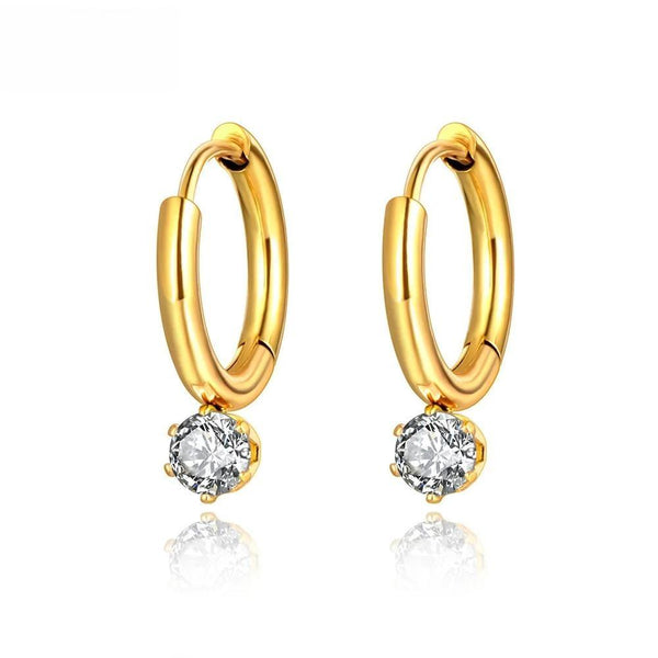 18K Gold Plated Stainless Steel Office Style CZ Crystal Party Earrings For Women