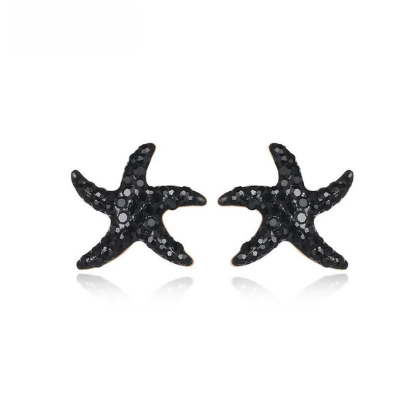 Bohemia Party White/Black Clay Shiny Crystal Starfish Stud Earrings For Women