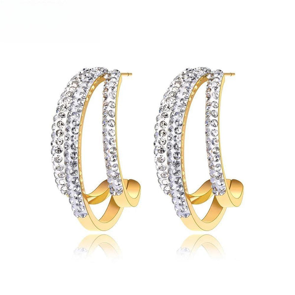 Trendy Goth 14K Gold Plated Stainless Steel Geometry Semicircle Earrings For Women