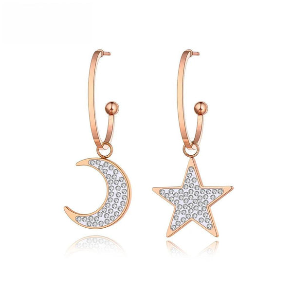 Original Design Stainless Steel Bohemia Star & Moon Earrings For Women