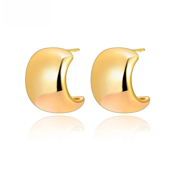 Fashion C Shape Hand Polished Smooth Surface Hoop Earrings For Women