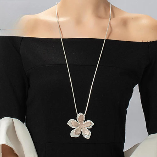 Vintage Long Chains Flower Collar Necklace Decorative Jewelry for Women