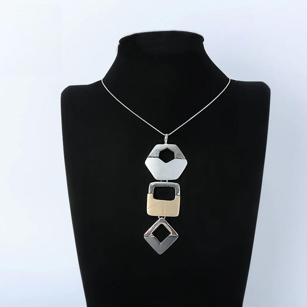 Trend Long Chains Necklace with Suspension Geometric Goth Pendants