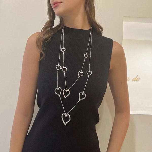 Trending Sweet Heart Long Collares Chains Necklace Geometric New in Pendants