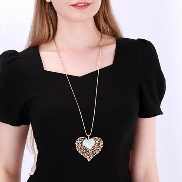 Fashion Long Necklace Heart Pendant Jewellery For Women