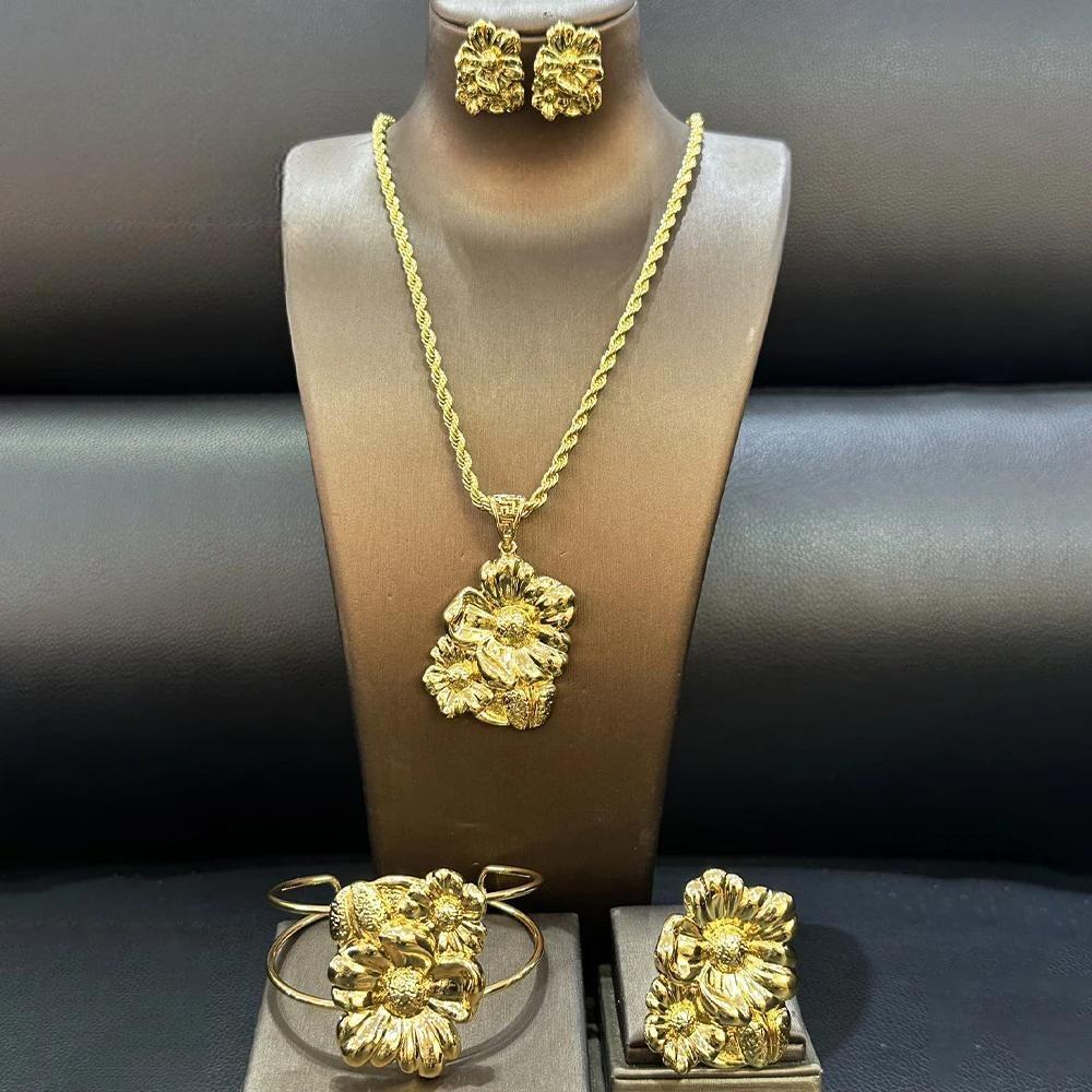 Dubai Nigerian African Necklace Earrings Bracelet Ring Jewellery Set