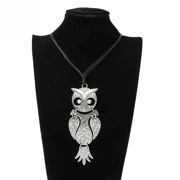 Silver Color Owl Suspension Pendants Long Collares Necklace Chains Accessories for Women