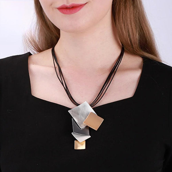 Trending Geometric Square Pendant Necklace Collares