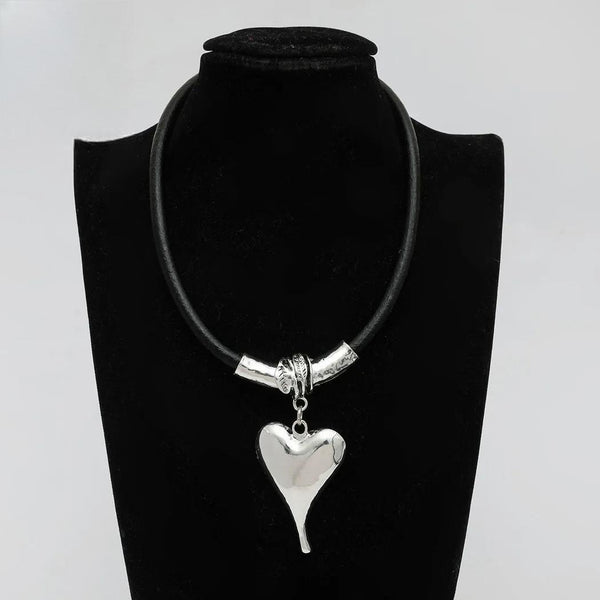 Vintage Silver Color Sweet Heart Necklace for Women