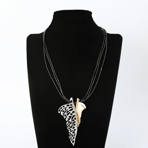 Vintage Gold Color Silver Color Leaves Collares Necklace