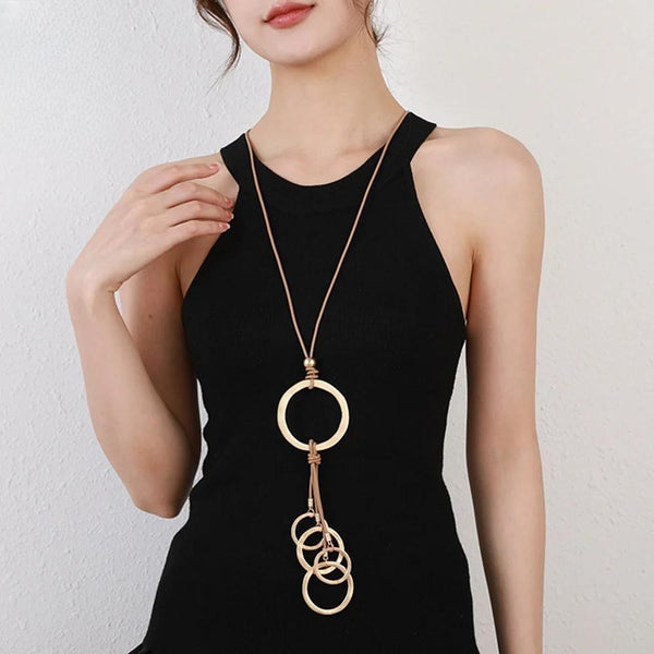 Trendy Geometric Necklace for Women Korean Fashion Statement Long Collar Chains