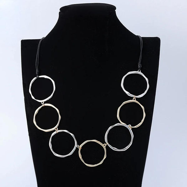 New in Vintage Round Circles Long Chains Around the Neck Collares Necklace for Women