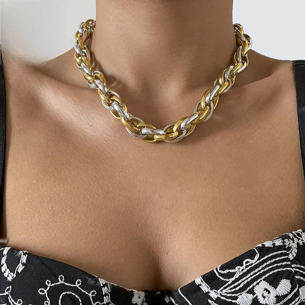 Trendy Chunky Choker Necklace for Women Punk Exaggerated Collar Chains Pendants