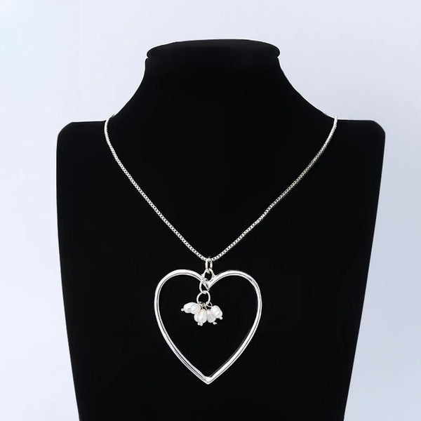 Fashion Silver Color Collares Necklace with Freshwater Pearl Beads Gothic Jewelry for Women