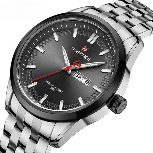 Classic Quartz Calendar Style Stainless Steel Business Men Wrist Watch