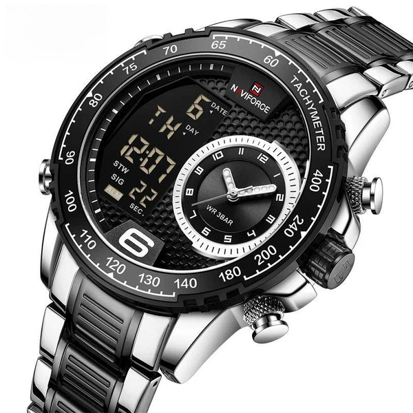 Luxury Watch Sexy Stainless Steel Digital Sport Chronograph Quartz Men Wristwatch