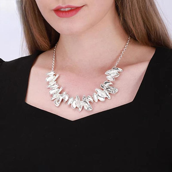 Minimalist Silver Color Sweater Necklace for Women