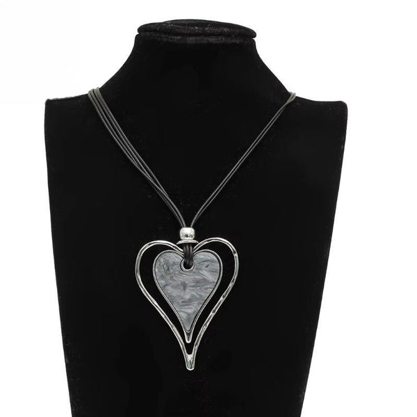 New in Grey Color Heart Suspension Korean Fashion Long Chains