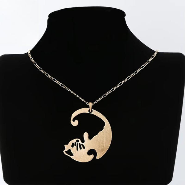 Vintage Gold Color Cat Suspension Pendants Kpop Fashion Animal Collares Necklace for Women