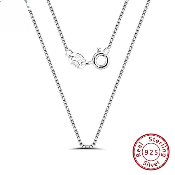 Exquisite Slim 1mm Box Chain Necklace 925 Silver Necklace