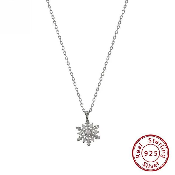 925 Sterling Silver Snowflake Pendants Necklace for Women