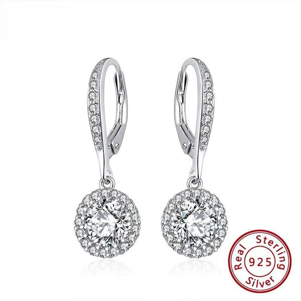 Exquisite Solid AAAA Zircon Silver 925 Long Drop Earrings for Women