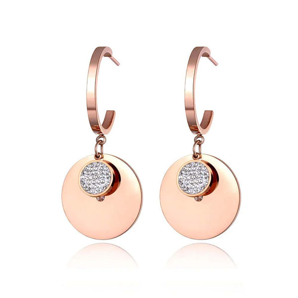 Trendy Stainless Steel Drilling Disc Earrings