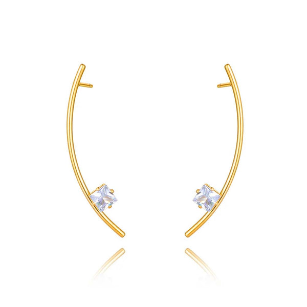 Trendy Titanium Stainless Steel Rhinestone Earrings