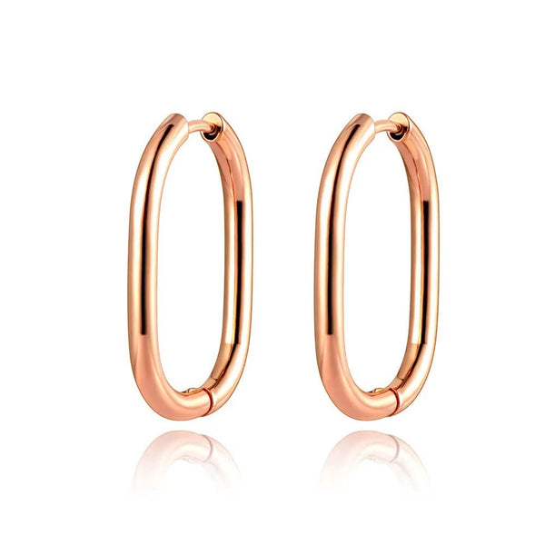 Trendy Titanium Stainless Steel Party Hoop Earrings Bohemia Geometry Oval Earrings