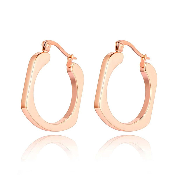 Trendy Titanium Stainless Steel Square Simple Hoop Earrings