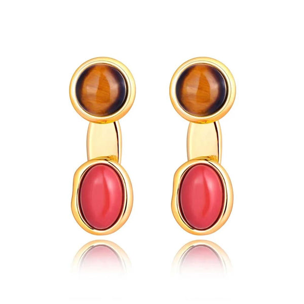 Stainless Steel Tiger Eye Stone Earrings For Women Girls