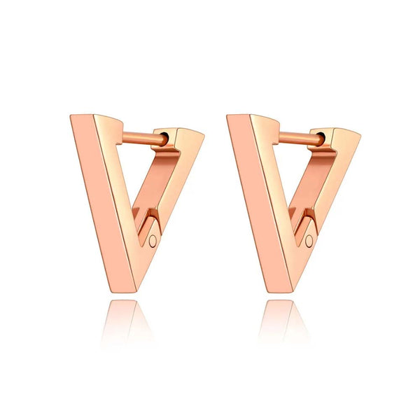 Trendy Titanium Stainless Steel V Shape Hoop Earrings