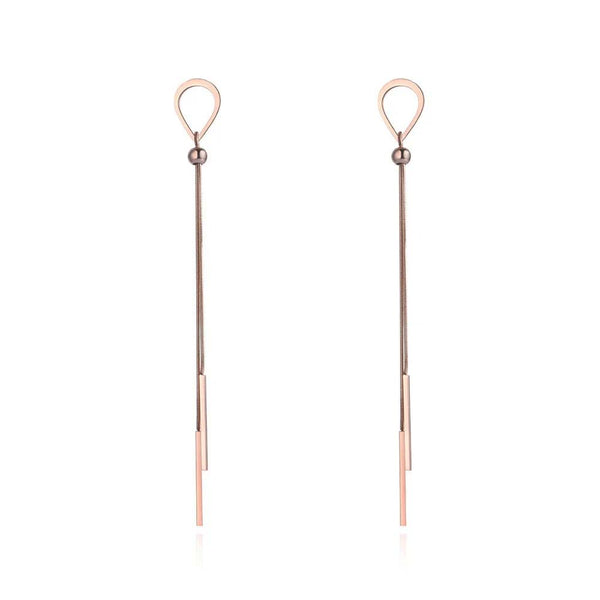 Trendy Stainless Steel Tassel Dangle Earrings For Women