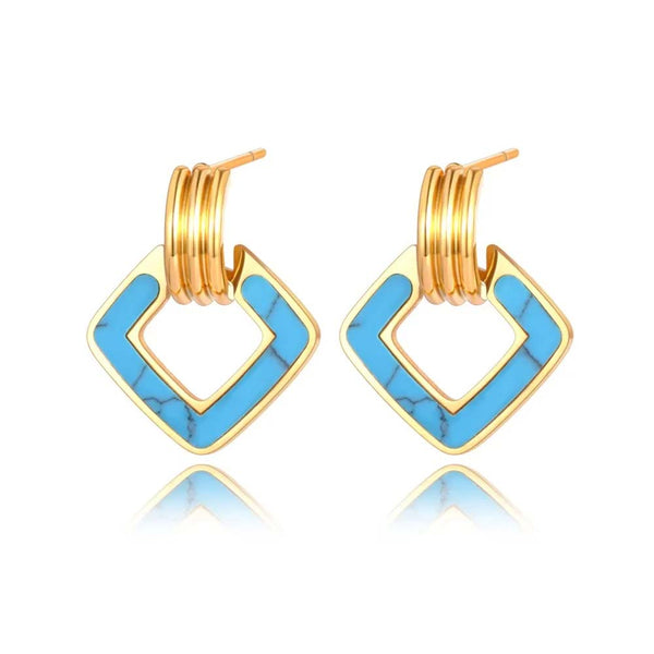 Square Geometric White Black Blue Acrylic Earrings For Women