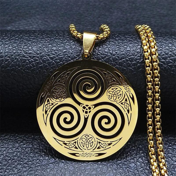 Witchcraft Irish Knot Stainless Steel Whirlpool Necklaces Chain Men