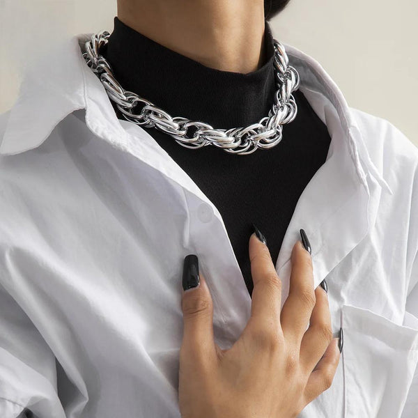 Punk Gothic Neck Chokers Chunky Twist Chains Necklace for Women