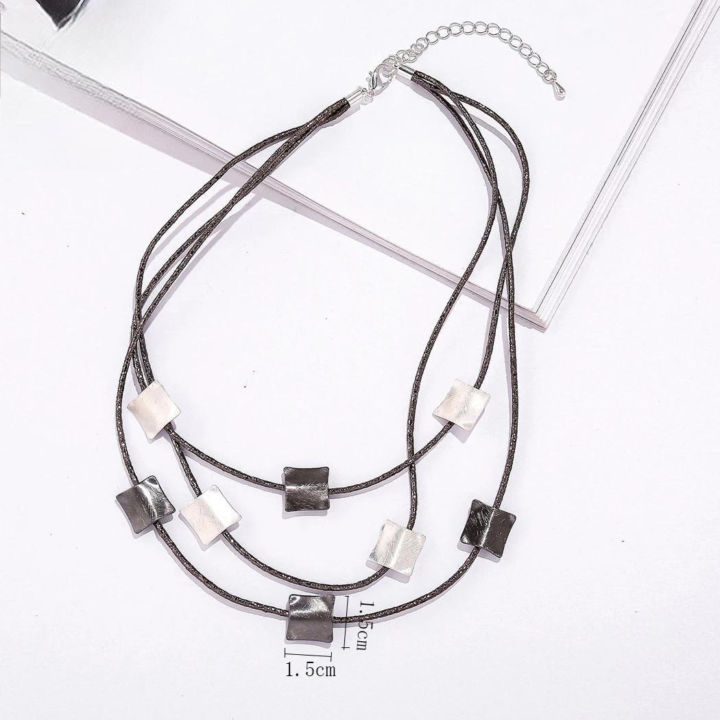 New in Chains Squares Necklace Modern Geometric Neck Chokers