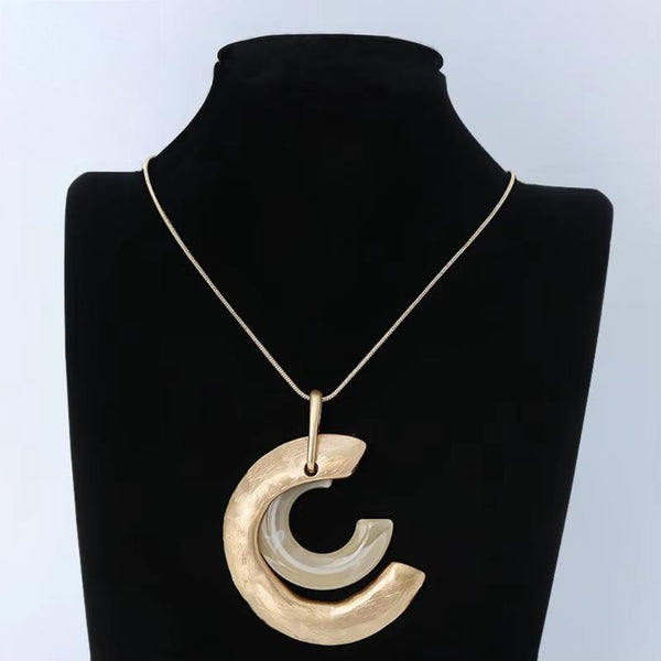 Vintage Gold Color Geometric Alloy Collares Necklace with Suspension Natural Stone Pendants for Women