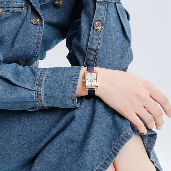 Women Fashion Watch Microfibe Bracelet Waterproof Quartz Elegant Simple Female Wristwatch