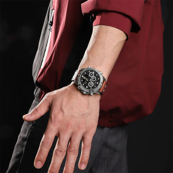 Men Watches Dual Display Sports Military Alarm Quartz Wristwatch