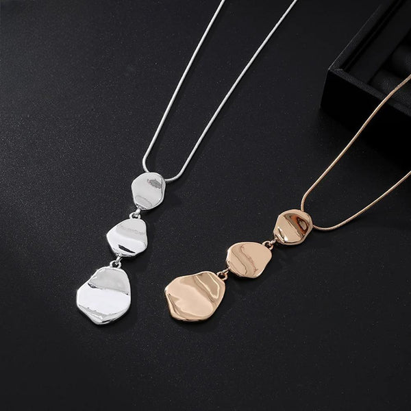 Classic Pendant Alloy Necklace Korean Fashion Jewelry Girl's Geometric Long Chain For Woman