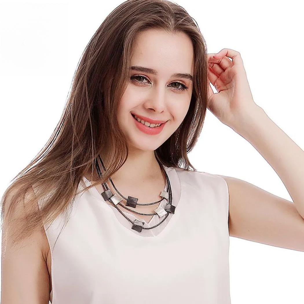 New in Chains Squares Necklace Modern Geometric Neck Chokers