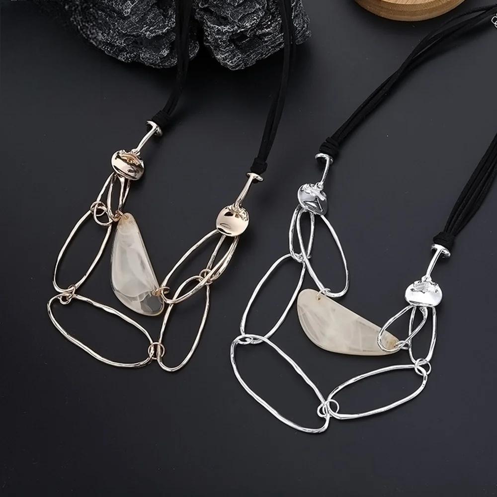 New Trendy Statement Neck Chokers Korean Fashion Geometric Pendant Necklace for Women