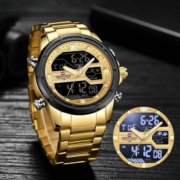 Man Creative Luminous LCD Display Waterproof Watches Luxury Analog Quartz Digital Wristwatch