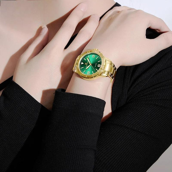 Women Watches Fashion Luxury Gold Green Female Wristwatch