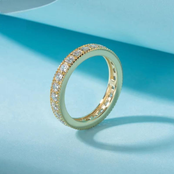 Dainty Brilliant CZ Eternity Ring Sterling Silver for Women