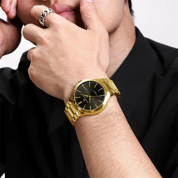 New Men's Watches Casual Sports Stainless Steel Strap Quartz Clock Military Waterproof Wristwatches